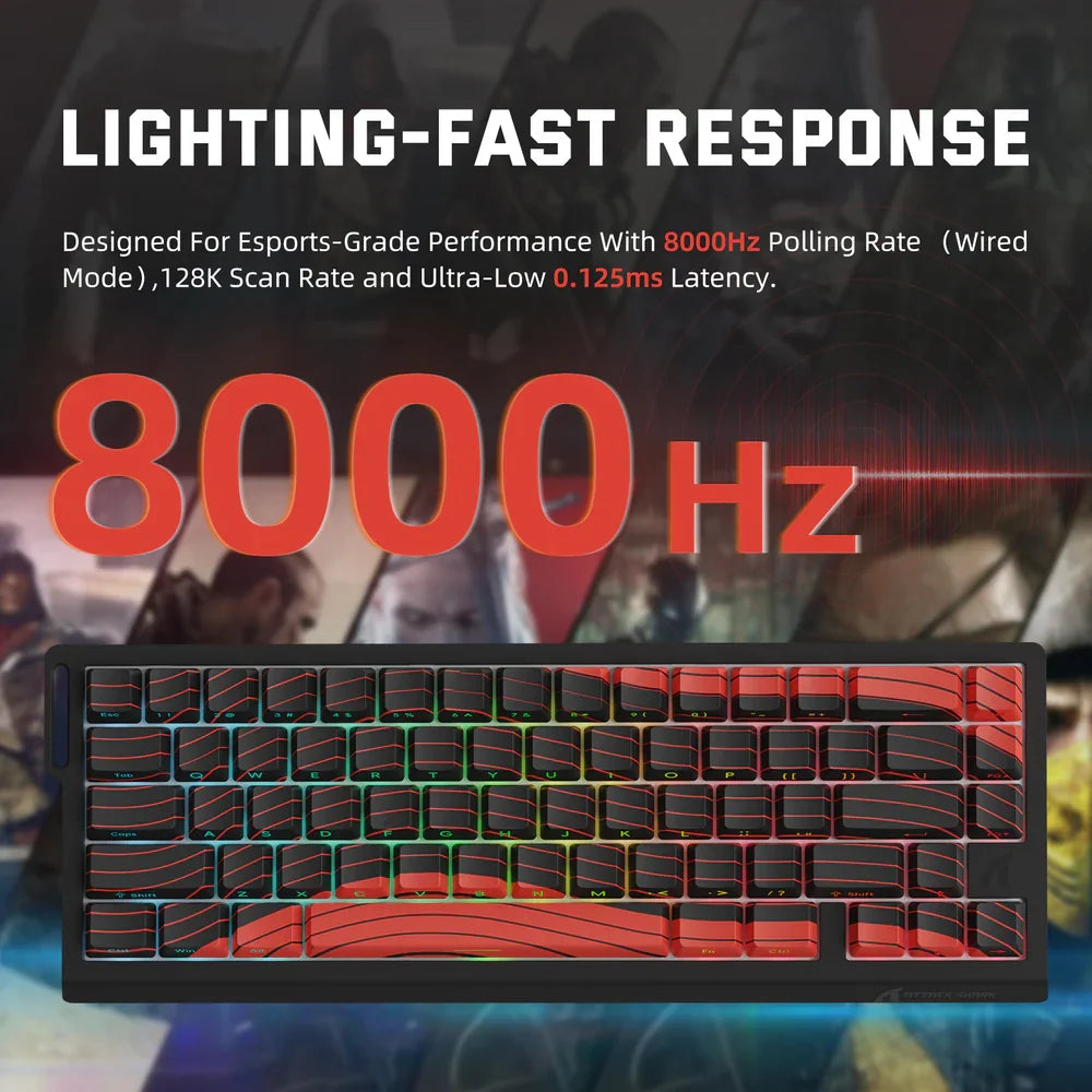 ATTACK SHARK X68PRO HE Wireless Rapid Trigger Gaming Keyboard with Adjustable Actuation,Hot-Swap,RGB Backlit,BT/2.4GHz/Wired